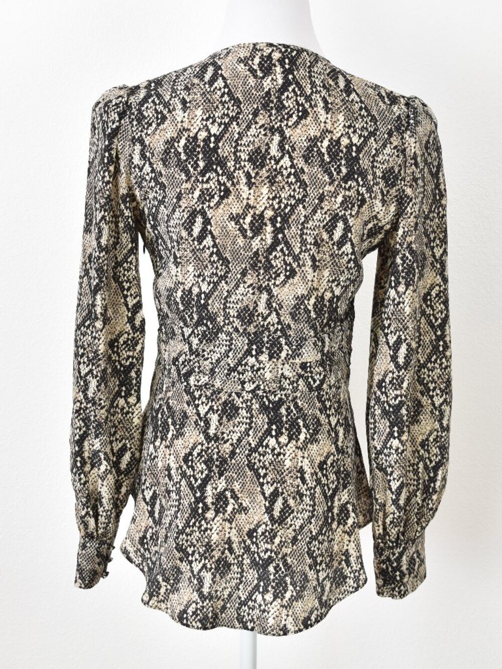 Veronica Beard Thea Snake Print Silk Blouse Peplum - 4 - Picture 4 of 10